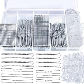 Teenitor Teenitor 300pcs Silver Bobby Pins Hair Pins Kit, 100pcs Bobby Pins 100pcs Hair Pins for Women, Hair Pins for Buns 100pcs Hair Bands, Hair Pin 2" 2.36", Silver Bobby Pins for Gray Hair 2" 2.75"