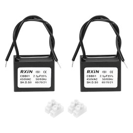QUARKZMAN Pack of 2 CBB61 Capacitor, 2.5uF 450V 2-Wire Ceiling Fan Motor Start Capacitor for Ceiling Fan, Motor Generator, Blower, Extractor Fan, Black