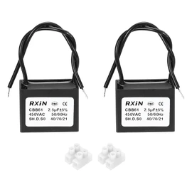 QUARKZMAN Pack of 2 CBB61 Capacitor, 2.5uF 450V 2-Wire Ceiling Fan Motor Start Capacitor for Ceiling Fan, Motor Generator, Blower, Extractor Fan, Black