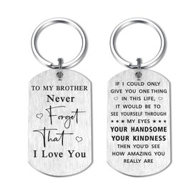 Yobent to My Brother Christmas Gifts, Never Forget That I Love You Brother Keychain for Birthday Xmas, Cool Big Brother Gift Ideas from Sister Brother