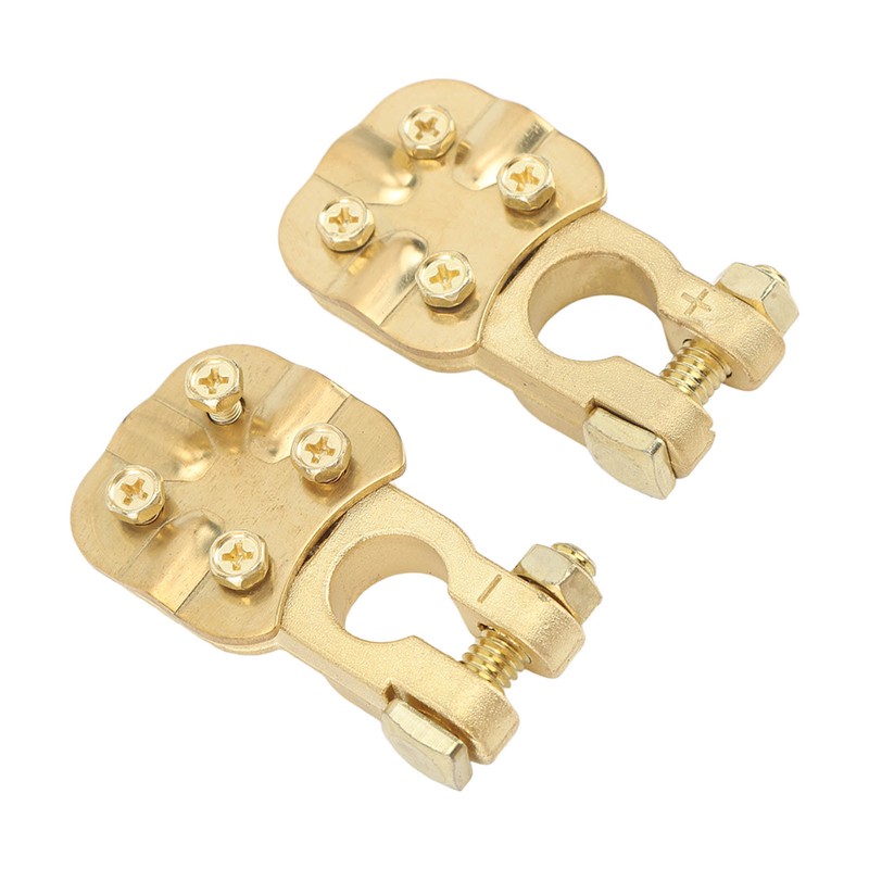 2Pcs Brass Battery Terminal Connector Car Top Post Clamp Set