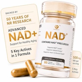 Suplemento NAD+ para mujeres y hombres con ribósido de nicotinamida (NR) 500 mg, suplemento NMN, CoQ10, HMB, cúrcuma, energía celular, recuperación mu