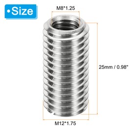 PATIKIL Thread Adapters Sleeve Reducing Nut, 6 Pcs M12*1.75 Male to M8*1.25 Female Repairing Insert Nut Screw Reducer Conversion Stainless Steel Fastener 25mm