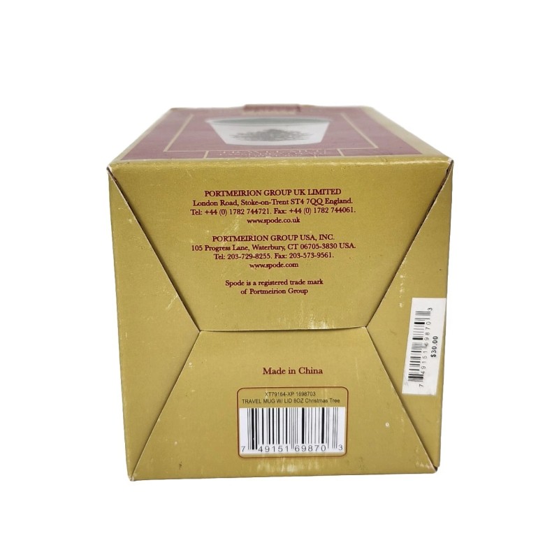 Spode Christmas Tree Ceramic Travel Mug with Silcone Lid in