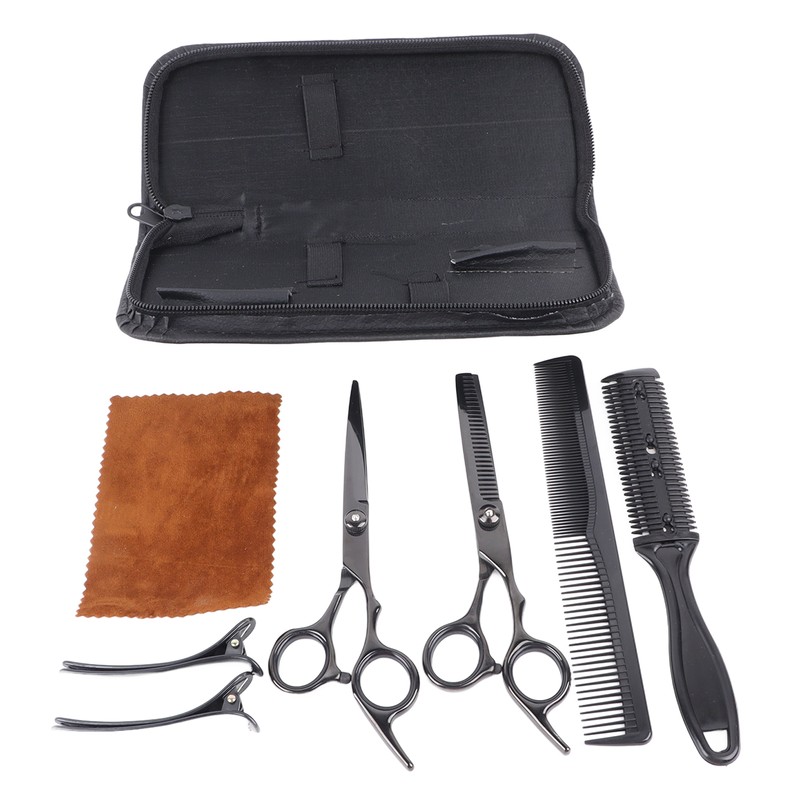 8pcs Haircut Scissors Comb Clip Bangs Thinning Combs Stainless Steel