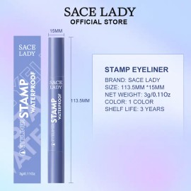 Black Stamp Eyeliner Pen, Waterproof Smudge-Proof Double-Ended Liquid Eye Liner, Long-Lasting Makeup, Precise Application, 0.11 Oz
