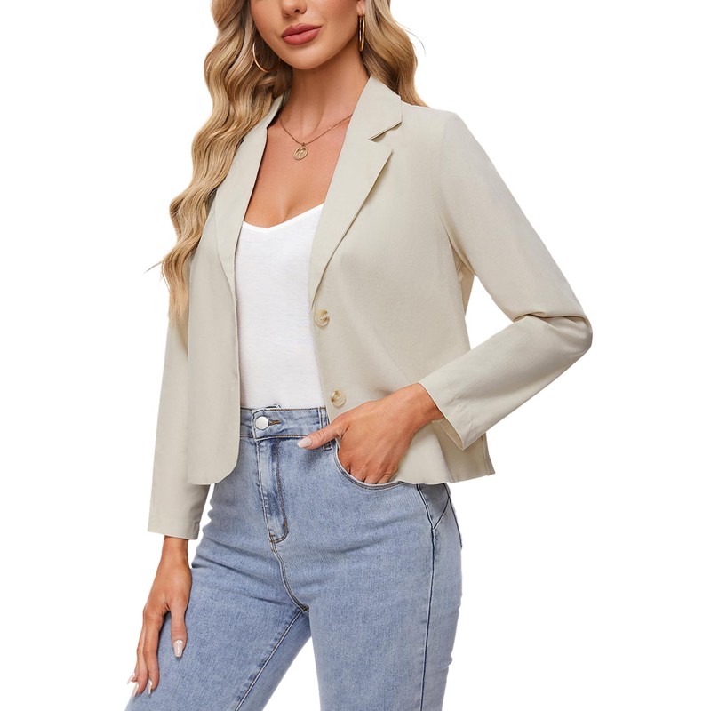 MINTLIMIT Cotton Linen Blazer for Women Button Front Long Sleeve