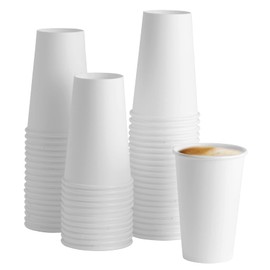 GUSTO White Paper Cups [16 oz - 100 Count] Disposable Coffee Cup for Hot Drinks – Sturdy & Eco-Friendly – Paper Cups for Tea, Cocoa & More – (Formerly Comfy Package)