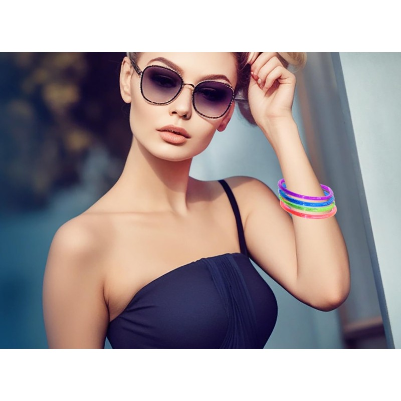 PENTA ANGEL Glitter Bangle Bracelets 8Pcs Retro Neon 80s 90s