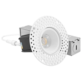 LUXRITE 1 Inch LED Trimless Recessed Lighting with Junction Box, 5CCT 2700K 3000K 3500K 4000K 5000K, 7W, 550LM, Plaster Downlight, Wet Rated, IC Rated, Dimmable, Narrow Spotlight, ETL Listed