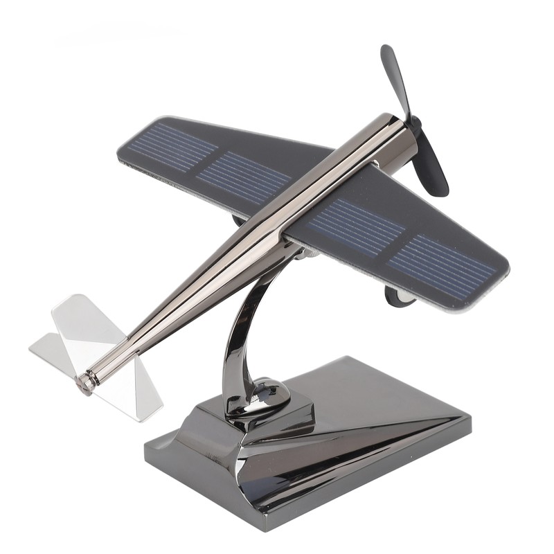 Solar Airplane Rotating Propellers Zinc Alloy Plastic Easy Assembly Solar