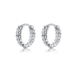 Earrings Silver 925 Gold Rose Gold Leaves Branch Stud Earrings for Women Girls Gifts Girlfriend Hypoallergenic Cartilage Small Huggie Hoop Earrings, Sterling Silver