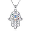 POPLYKE Hamsa Hand Pendant Evil Eye Necklace for Women 925