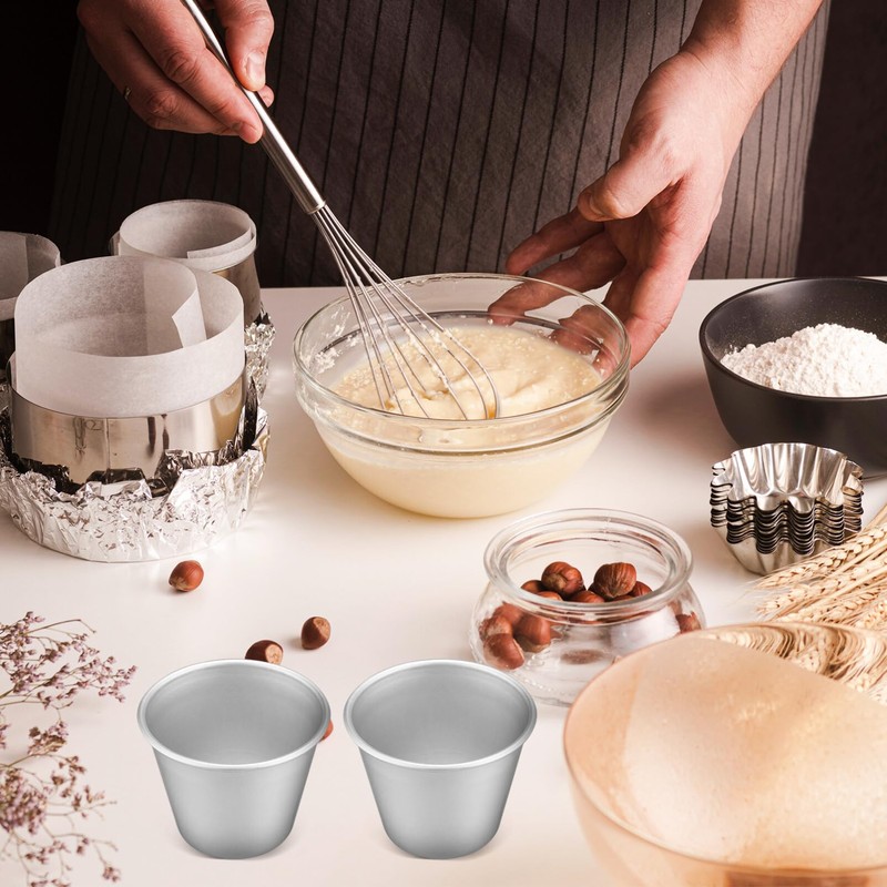 ABOOFAN 8 Pcs Pudding Molds Aluminum Baking Cups Cupcake Mould