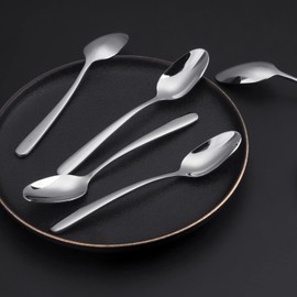 FOXAS Pack of 6 Large Teaspoons, 6.3-inch Stainless Steel Tea Spoons Heavy Duty, Quality Dessert Spoon, Coffee Stirring Spoons, Yogurt Spoon, Dishwasher Safe, Bon Appétit Series