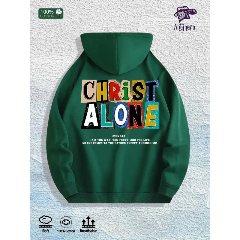 CHRIST ALONE Graphic Hoodie 100% Cotton US Warehouse 7 ColorsColor: