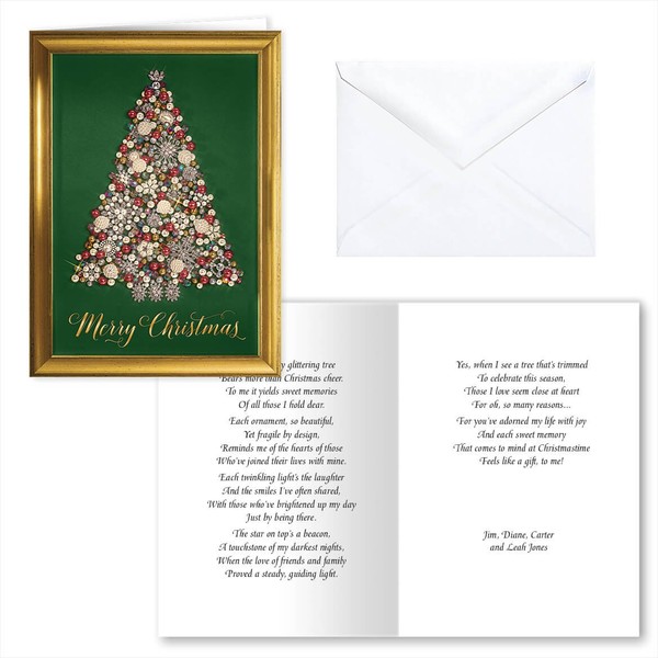 Glittering Tree Christmas Card Set of 20, Card Only Personalization