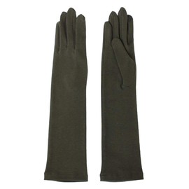 GlovesDepo Arm Cover, Organic Cotton, Raw Yang Dye, Semi-Long Gloves, 5 Fingers, Women's Black