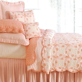 C&F Home Colonial Williamsburg Wedding Ring Rose King Quilt 100% Cotton Lightweight Machine Washable Reversible Bedspread Coverlet King Pink