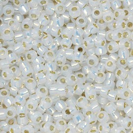 Toho Seed Beads, Round 11/0#2100 'Silver Lined Milky White', 8 Grams