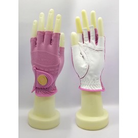 Copper Tech COPPERTECH Plus Womens Half Glove Worn ON Left Hand (White/Pink, MED to LG(ONE Size FIT Most), Worn on Left Hand)