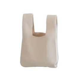 EZ PEACH Knit Bag, Knit Tote Bag, Shopping, Handbag, Shoulder Bag, Mini Bag, Knit, Women's, Smaller, Mini Tote Bag, Soft, Foldable, Lightweight, Cute, Trend, beige