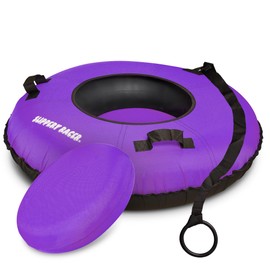 Slippery Racer Heavy Duty Commercial Snow Tube, Hard Bottom, Cushion Insert, Canvass Cover-42” (Purple)