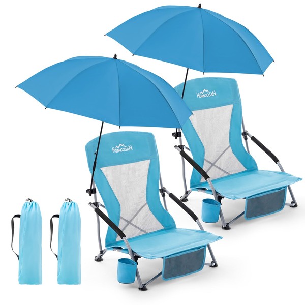 Homcosan Portable Low Folding Beach Chairs Set of 2 with