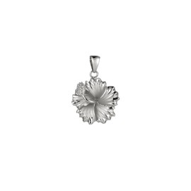 Arthur's Jewelry 925 sterling silver rhodium plated Hawaiian hibiscus flower 15mm pendant