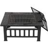 Saicool Outdoor Fire Pit 32-inch Wood Burning Pit Square Metal
