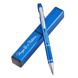 Hope & a Future Blue Stylish Classic Pen in Matching Gift Case - Jeremiah 29:11 Bible Verse Refillable Retractable Medium Ballpoint Pen for Bullet Journal Planner Writing Note Taking Calendar Agenda