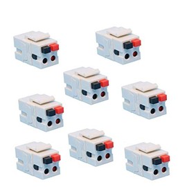 DIYTECH Speaker Keystone Jack – Spring Loaded Speaker Jack for Keystone Wall Plate, Female to Female, for Home Theater Wall Plates - White (8 Pack)