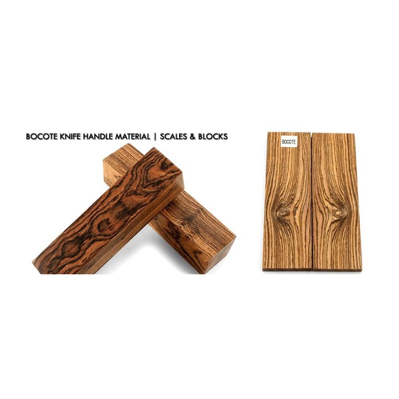 Bookmatched Exotic Wood Knife Scales (Bocote, 3/8" X1 1/2" X