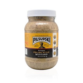 Pilsudski Polish Style Mustard with Horseradish - 24oz, The fresh ground hot horseradish and premium mustard seed combine to offer a great, balanced flavor and a refreshing amount of heat known as the Pilsudski Punch.