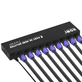 TCNEWCL 4K HDMI Splitter 1 in 8 Out, 1x8 HDMI Splitter, 4K@30Hz 8 Port Powered HDMI Splitter for Multiple Monitors, TV, Project