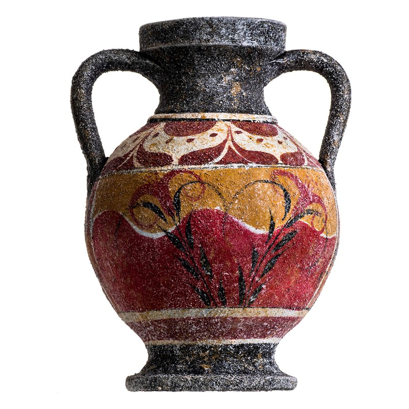BeautifulGreekStatues Antique Greek Minoan Amphora Fisherman Handmade Ceramic Vase Small