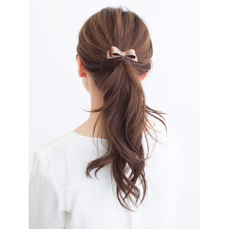 VINGTAINE H7270-GY Grosgrain Ribbon Pony Hook Hair Cuff, Basic, Elegant,