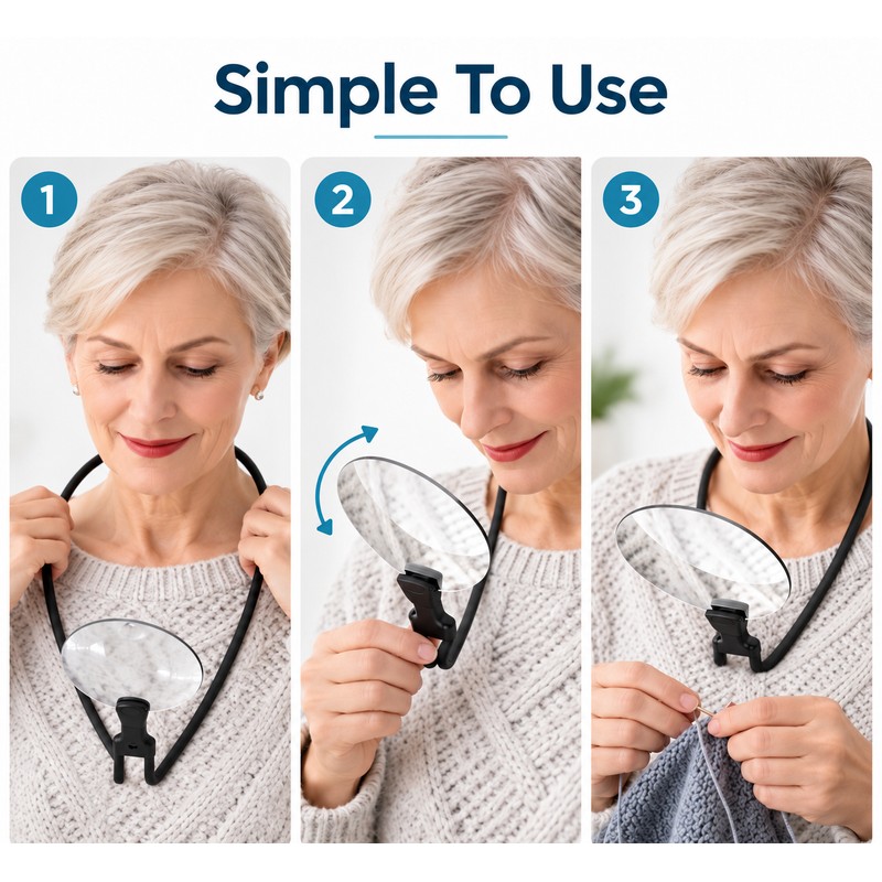 Hands-Free Neck Magnifying Glass, 3X & 10X Magnifier for Reading,