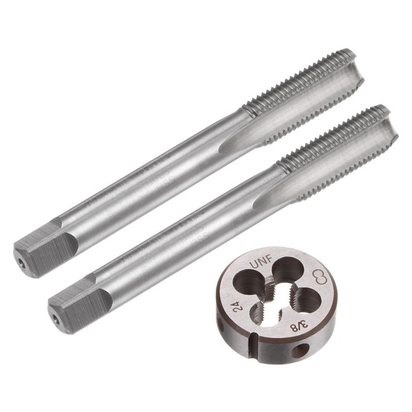 uxcell 3pcs Tap and Die Set, 3/8-24 UNF Thread Tap