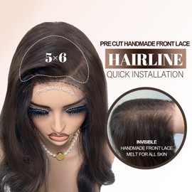 Lace Front Wig, 6x5 Wear and Go Glueless Body Wave Synthetic lace front Wigs, 26Inch Pre Plucked Pre Cut HD Lace Frontal Wig With Baby Hair (Chocolate Brown, 6x5)