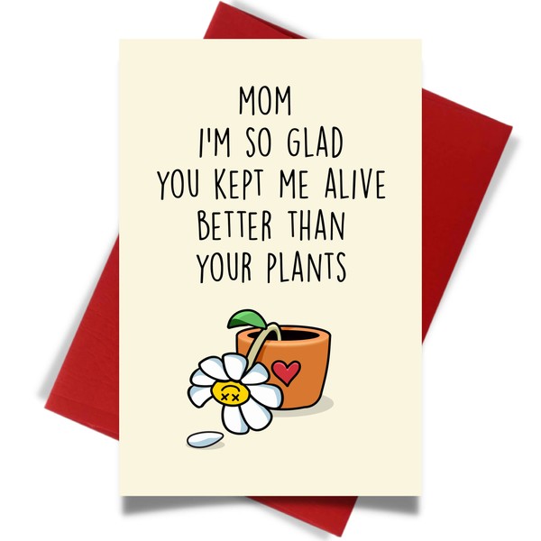 Cheerin Funny Mother's Day Cards for Mom | Fun Mothers Day Gifts for Her | Gag Birthday Cards for Mother Grandma from Daughter Son Kids or Husband (Plants)
