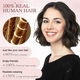 SEGOHAIR Real Hair Topper for Women - 21 g Hand Tied Base Hair Topper Lace Base, Pony Hairpiece Made of 100% Real Hair Clip in Topper, Breathable Tulle Net, Natural Colour