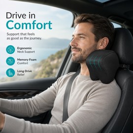 Car Neck Pillow for Driving – Memory Foam Headrest Support for Long Trips & Daily Commutes