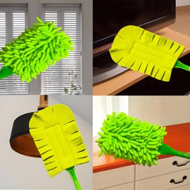 4Pack Reusable Duster Compatible with Swiffer Hand Duster Refill Microfiber 360 Heavy Duty Dusters Refills Washable Duster Pads for Cleaning Ceiling Fan Windows(Handle is Not Included) (Green)