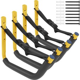 BALAVA Kayak Storage Rack,Kayak Rack for Garage,Kayak Wall Mount with Nylon Straps,Heavy Duty Kayak Hanger Kayak Hook Suitable for Kayaks and SUP Paddle Board （4Pack,Yellow）