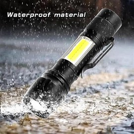 Linterna USB recargable de alto lúmenes linternas con zoom con luces laterales de mazorca, linterna LED con función telescópica, linterna de mano...  