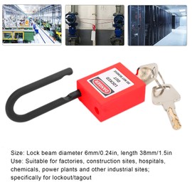 Wakects Safety Padlocks Set, 5Pcs 38mm Lockout Padlock Nylon PA Insulation Engineering Loto Padlock Lockout Tagout Station Both Sides Lable with 10 Keys for Factories (Red)
