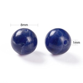 BEEFLYING Pack of 100 8 mm Natural Sodalite Beads Blue Natural Round Loose Beads with Large Opening for Jewellery Bracelet Earring Making