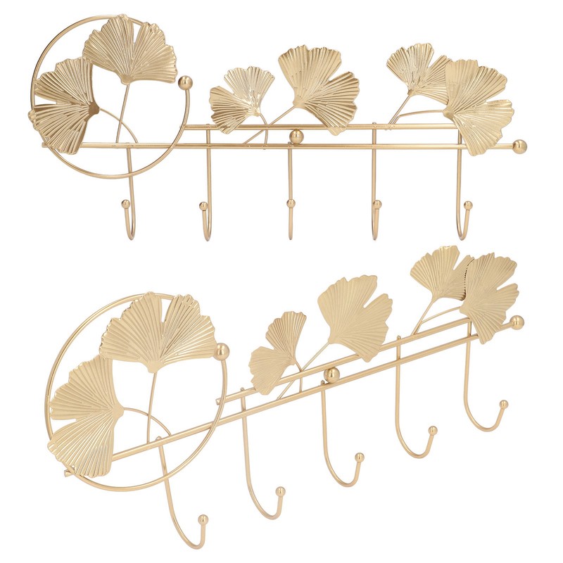 Wall Coat Rack Ginkgo Leaf Design Simple Elegant Style Wide