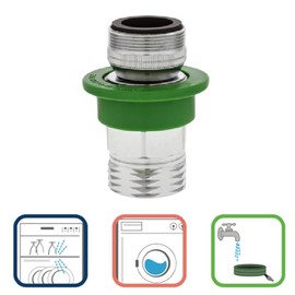 Quick Connect Hose to Faucet Coupler and Fitting Dual Thread by 3/4 in. Brass MGH Good for Portable Appliances Snap Fit (Small Fitting & Coupler)